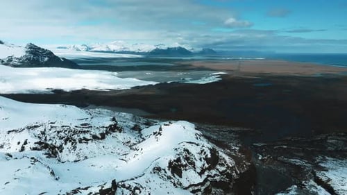 Aerial View of the Glaciers and Snowy Mountains in Iceland