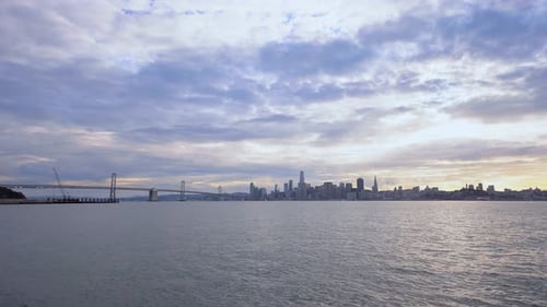 Beautiful sunset by San Francisco's skyscrapers.