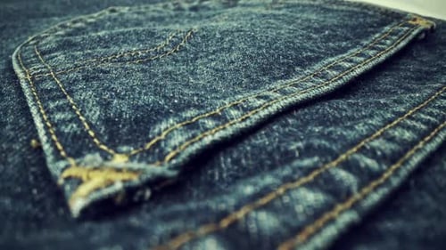 Close Up of Blue Denim Jeans Fabric