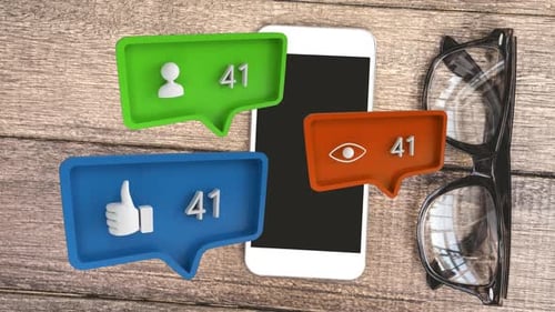 Animated Social Media Counter Bubbles with Smartphone