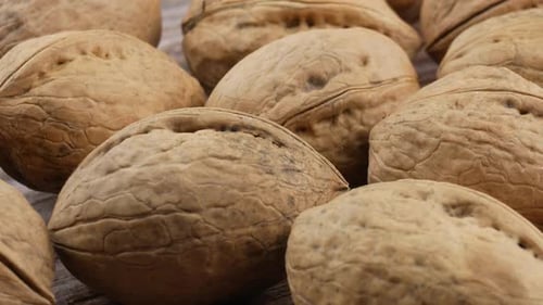 many organic walnuts close up
