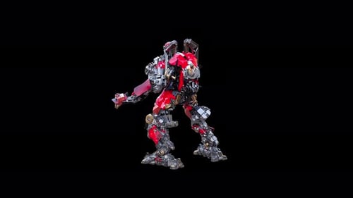 Animated Sci-Fi Robot Character Performing Futuristic Dance