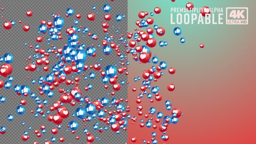 3D Like and Heart Emoji Transition Alpha Channel