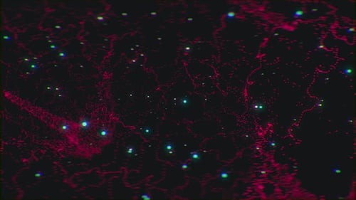 Abstrakte rote Linien mit blauen Punkten