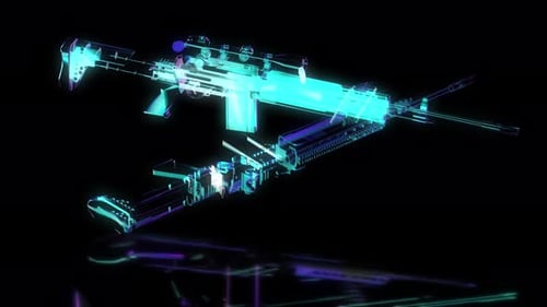 Animated Futuristic Holographic Rifle Rotation