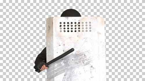 Special unit policeman covering with a, Alpha Channel