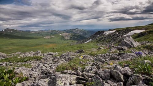 Scenic Mountain Range with Rocky Foreground