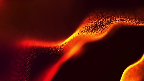 Glowing Orange Red Abstract Particle Wave Background