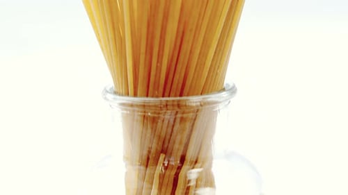Dry Spaghetti Pasta in Clear Glass Jar