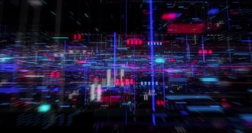 Seamless loop of abstract matrix hologram digital data flow.