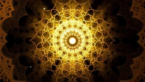Golden Intricate Mandala Sacred Geometry Loop Background