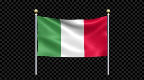 Realistic Waving Italian Flag on a Pole