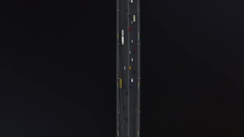 Top View Car Riding on Highway Bridge Over River. Car Traffic on River Bridge