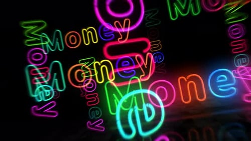 Neon Money Text Animation Seamless Loop