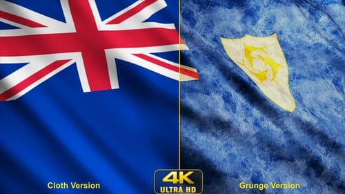 Anguilla Flag Waving Animation with Clean and Grunge Versions
