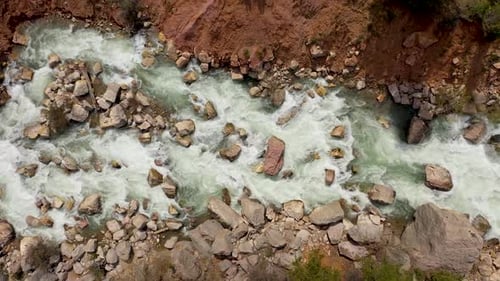 Mountain River High in the Mountains Aerial Shot