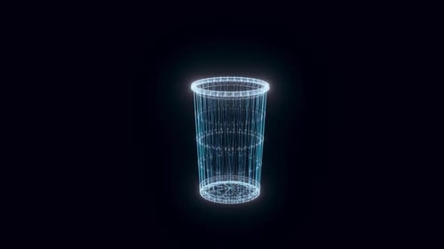 Rotating Digital Wireframe Plastic Cup Hologram