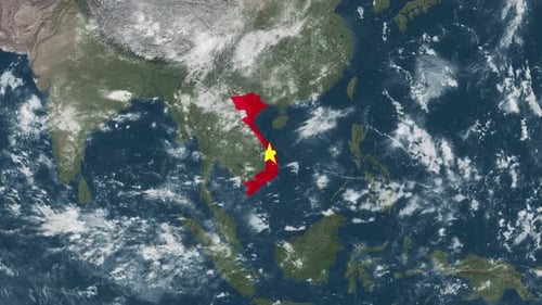 Satellite View Earth Zoom to Vietnam Map Highlight