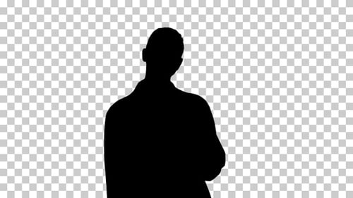 Silhouette doctor walking, Alpha Channel