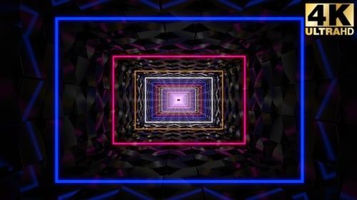 Abstract Geometric Neon Tunnel Loop Background