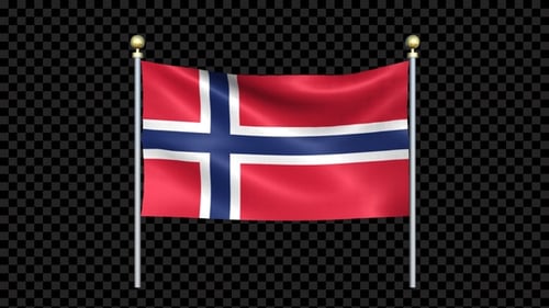Animated Norwegian Flag Waving with Alpha Channel
