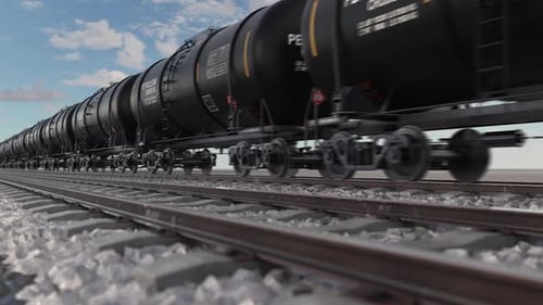 Cistern Petroleum Train mit Rohöl bewegt sich schnell auf der Eisenbahn