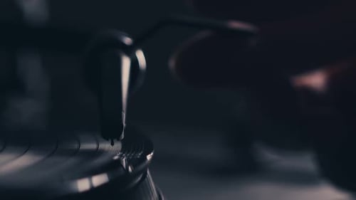 Close Up of Vintage Vinyl Record Player