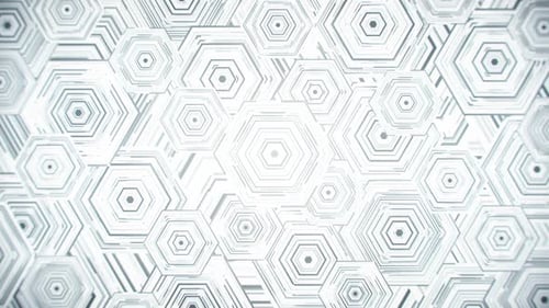 Abstract White Hexagonal Grid with Circuit Lines Animation
