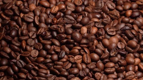 Roasted Coffee Beans Close Up Macro Shot