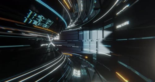 Futuristic Data Tunnel Hyper-Speed Travel Animation