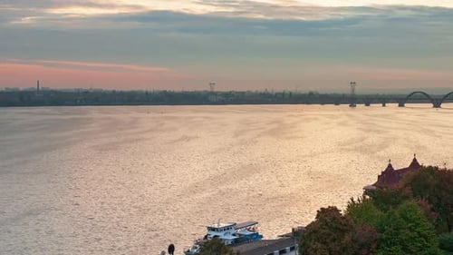 Timelapse Sunrise of Cityscape Big City Dnipro of Ukraine Popular Tourist Attractions in Ukraine
