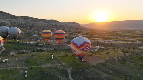 Aerial view Hot air baloons in Turkey 4 K