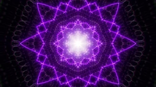 Purple Star Shape Light and Fractal Particles Tunnel 4K Loop