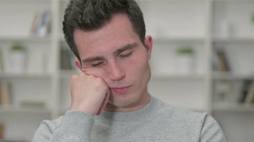 Portrait of Sleepy Young Male Designer Taking Nap