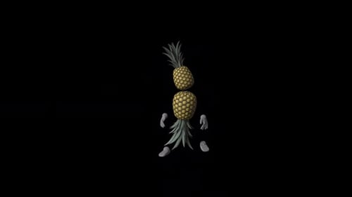 Funny 3D Pineapple Character Dancing Animation Loop
