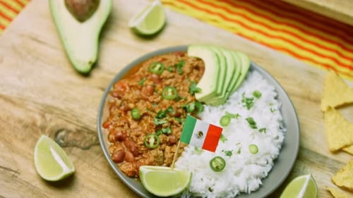Beans and Rice Plate With Avocado