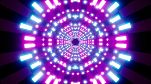 Flashing and Fast Changing Neon Dot Light Checkered Tunnel