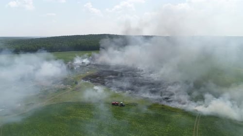 Aerial view of Fire in the field. 06