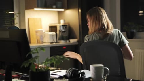 Woman Working at Home Office