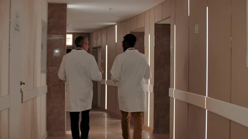 Multiracial Doctors Talking in Hospital Hall