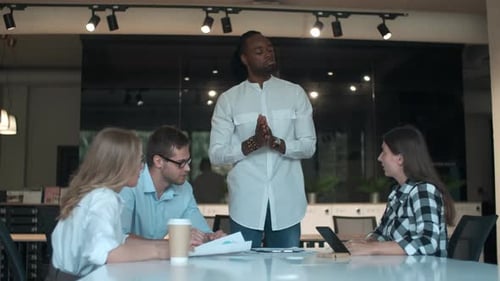 Business Team Meeting and Collaboration in Modern Workplace