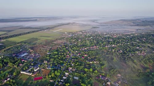 Fog Covers the Village in the Valley