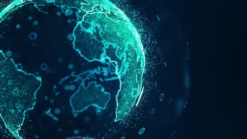 Digital Holographic Earth Globe Network Loop Animation