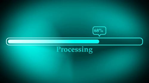 Barre de chargement en progression de l'animation 100 pour cent. Barre de chargement et chargement terminés. Un 265