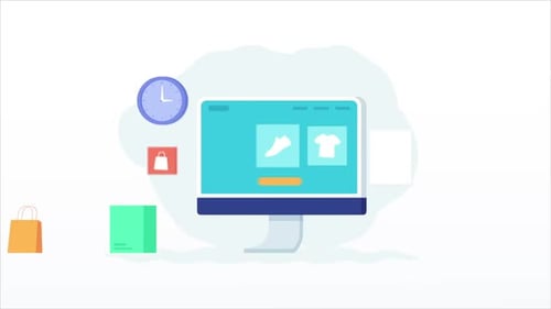 Flat Design Online Shopping E-commerce Concept Animation