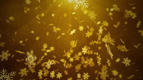 Sparkling Golden Snowflakes Falling Background Animation