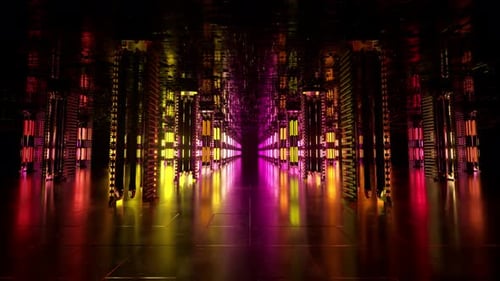 A Long Futuristic Corridor with a Technological Interior