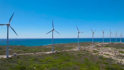 Electricity generation by wind.