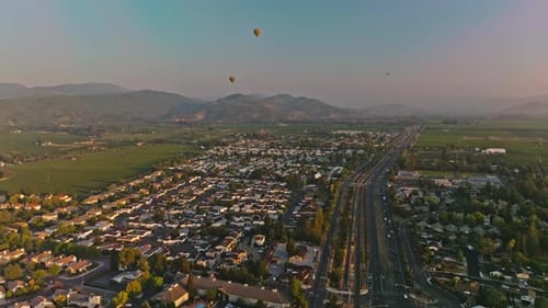 Napa Valley wine country. Homes and business property in local town