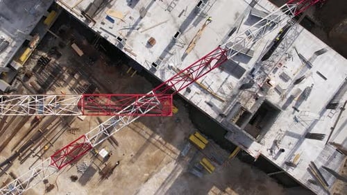 Crane and Construction Site Aerial Shot